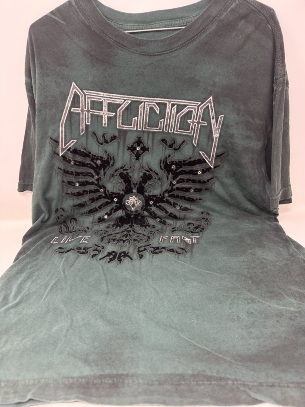 Affliction Men’s Green Graphic Tee size, extra large preowned